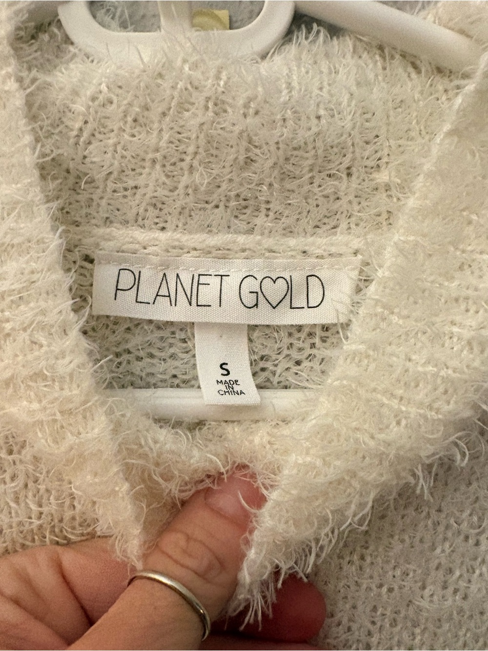 Planet Gold Women's Cream Fuzzy Sweater